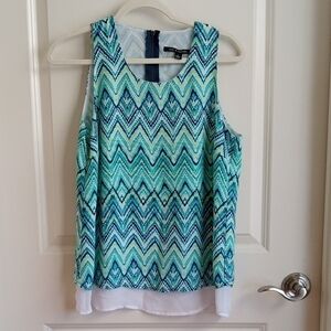 Zac & Rachel Blue Green Chevron Sleeveless Tunic